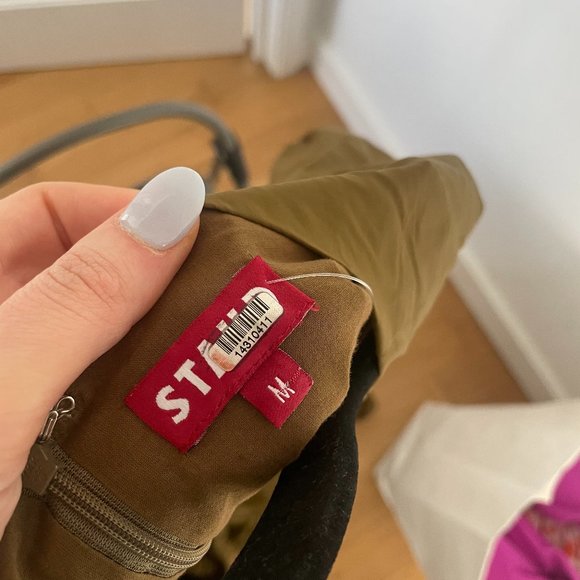 Staud Calypso Cut-out Waist Midi Dress Medium Caper Green Puff Short Sleeve - Picture 3 of 12